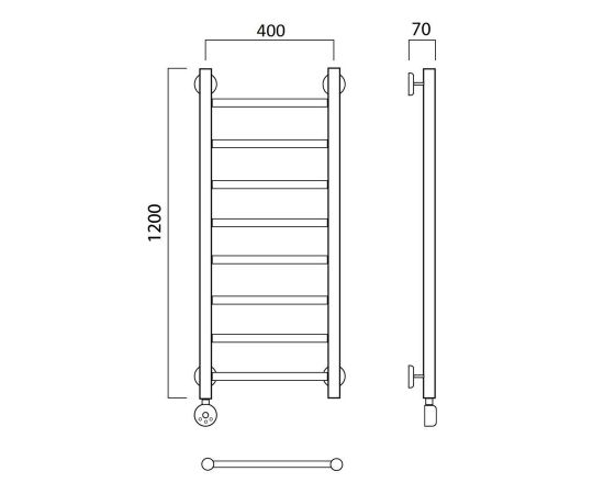 Полотенцесушитель электрический ПРЯМАЯ 120х40 ЛЕВЫЙ Aquanerzh 000-10A12040_L_, изображение 2