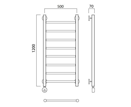 Полотенцесушитель электрический ПРЯМАЯ 120х50 ЛЕВЫЙ Aquanerzh 000-10A12050_L_, изображение 2