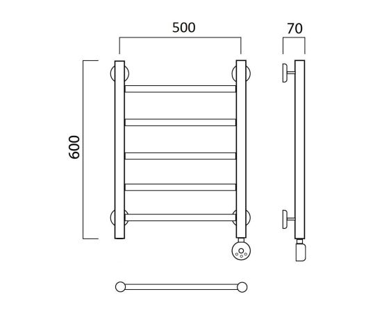 Полотенцесушитель электрический ПРЯМАЯ 60х50 ПРАВЫЙ Aquanerzh 000-10A6050_R_, изображение 2