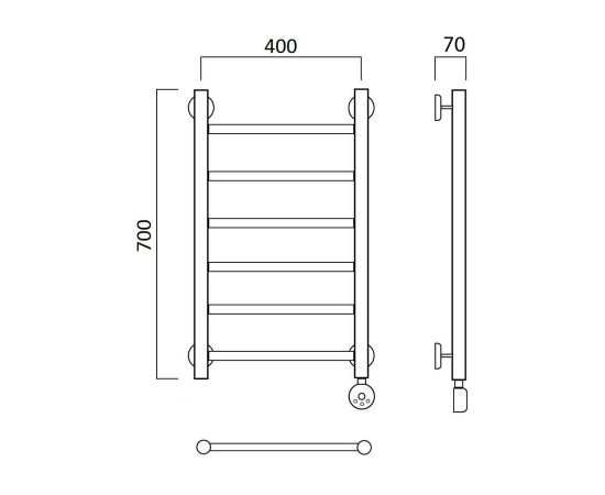 Полотенцесушитель электрический ПРЯМАЯ 70х40 ПРАВЫЙ Aquanerzh 000-10A7040_R_, изображение 2