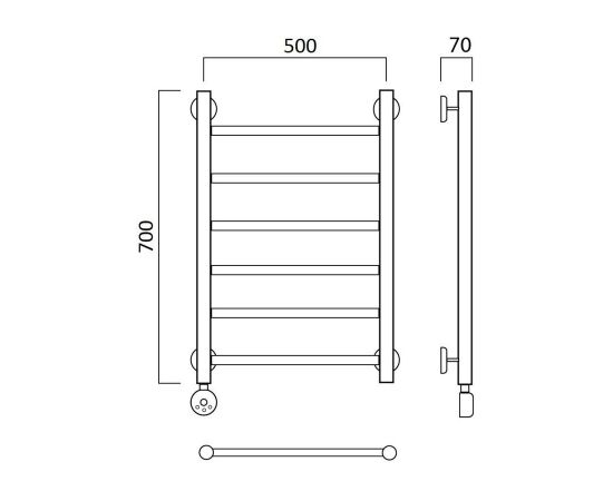 Полотенцесушитель электрический ПРЯМАЯ 70х50 ЛЕВЫЙ Aquanerzh 000-10A7050_L_, изображение 2