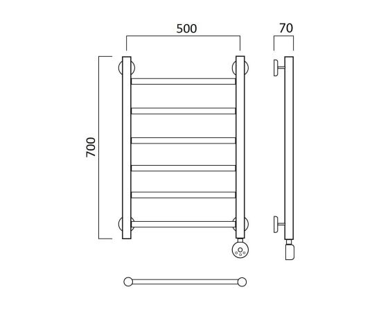 Полотенцесушитель электрический ПРЯМАЯ 70х50 ПРАВЫЙ Aquanerzh 000-10A7050_R_, изображение 2