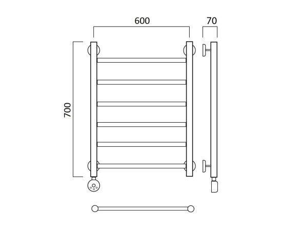 Полотенцесушитель электрический ПРЯМАЯ 70х60 ЛЕВЫЙ Aquanerzh 000-10A7060_L_, изображение 2