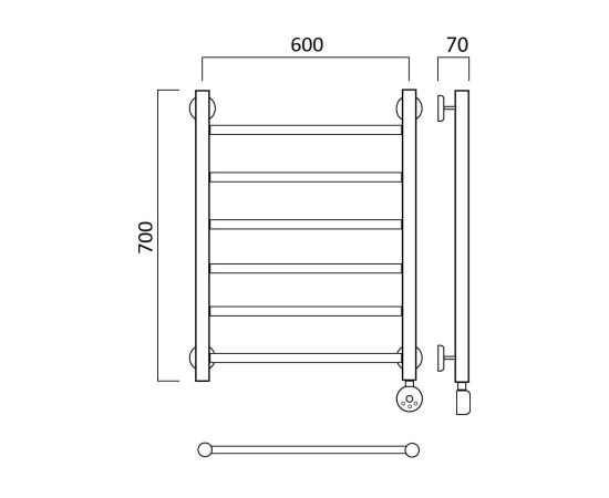 Полотенцесушитель электрический ПРЯМАЯ 70х60 ПРАВЫЙ Aquanerzh 000-10A7060_R_, изображение 2
