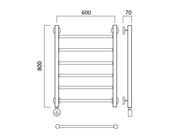 Полотенцесушитель электрический ПРЯМАЯ 80х60 ЛЕВЫЙ Aquanerzh 000-10A8060_L_, изображение 2
