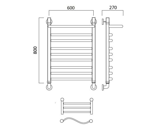 Полотенцесушитель водяной ВОЛНА групповая с полкой 80х60 Aquanerzh 000-400A8060_, изображение 2