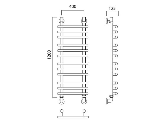 Полотенцесушитель водяной МОДЕРН ПРЯМАЯ групповая 120х40 Aquanerzh 002-02A12040_, изображение 2