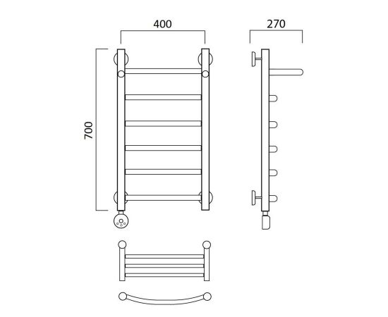 Полотенцесушитель электрический ДУГА с полкой 70х40 ЛЕВЫЙ Aquanerzh 05-02A7040_L_, изображение 2
