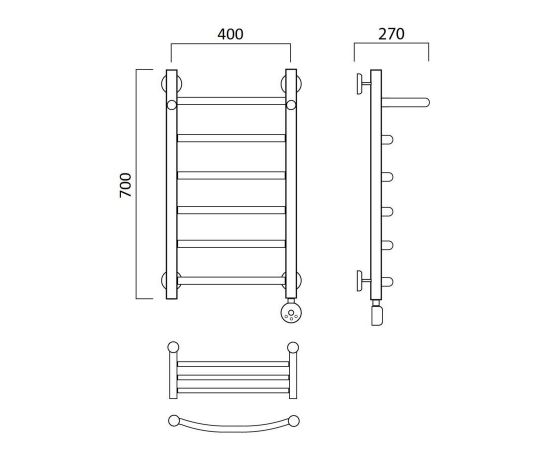 Полотенцесушитель электрический ДУГА с полкой 70х40 ПРАВЫЙ Aquanerzh 05-02A7040_R_, изображение 2