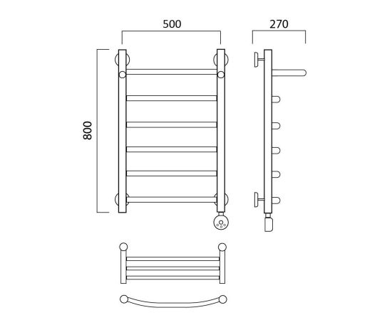 Полотенцесушитель электрический ДУГА с полкой 80х50 ПРАВЫЙ Aquanerzh 05-02A8050_R_, изображение 2