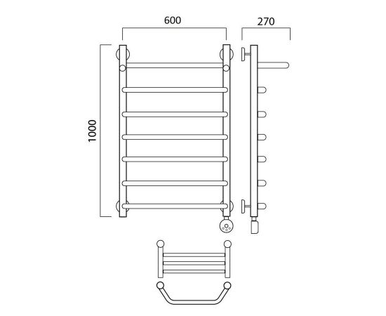 Полотенцесушитель электрический ТРАПЕЦИЯ с полкой 100х60 ПРАВЫЙ Aquanerzh 07-03A10060_R_, изображение 2