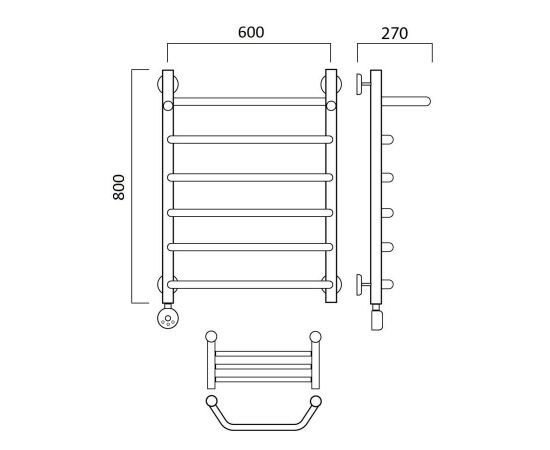 Полотенцесушитель электрический ТРАПЕЦИЯ с полкой 80х60 ЛЕВЫЙ Aquanerzh 07-03A8060_L_, изображение 2