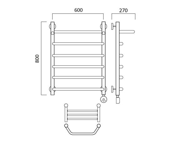 Полотенцесушитель электрический ТРАПЕЦИЯ с полкой 80х60 ПРАВЫЙ Aquanerzh 07-03A8060_R_, изображение 2