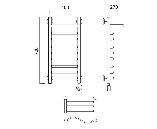 Полотенцесушитель электрический ВОЛНА групповая с полкой 70х40 ПРАВЫЙ Aquanerzh 00-22A7040_R_, изображение 2