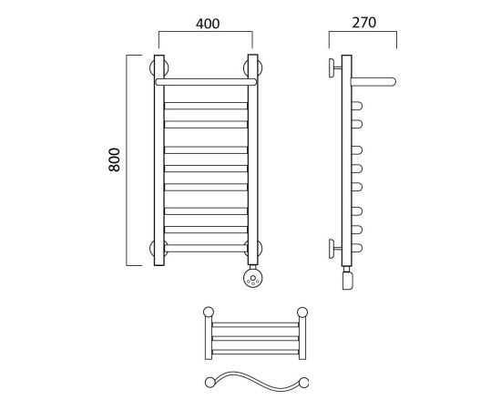 Полотенцесушитель электрический ВОЛНА групповая с полкой 80х40 ПРАВЫЙ Aquanerzh 00-22A8040_R_, изображение 2