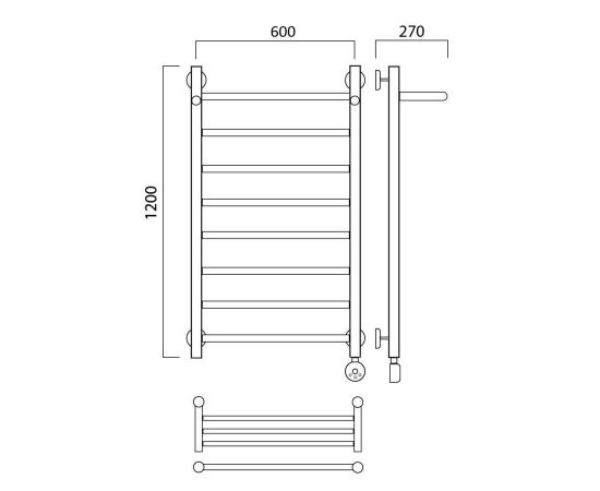 Полотенцесушитель электрический ПРЯМАЯ с полкой 120х60 ПРАВЫЙ Aquanerzh 00-90A12060_R_, изображение 2