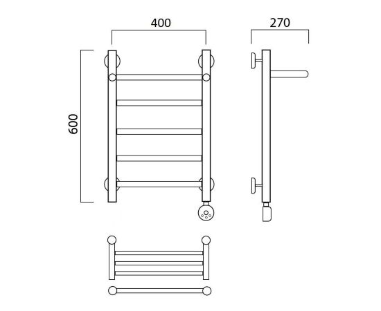 Полотенцесушитель электрический ПРЯМАЯ с полкой 60х40 ПРАВЫЙ Aquanerzh 00-90A6040_R_, изображение 2