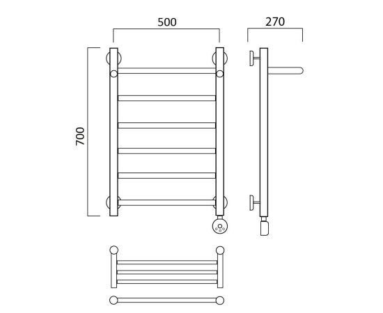 Полотенцесушитель электрический ПРЯМАЯ с полкой 70х50 ПРАВЫЙ Aquanerzh 00-90A7050_R_, изображение 2
