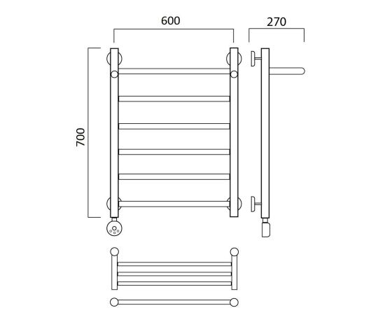 Полотенцесушитель электрический ПРЯМАЯ с полкой 70х60 ЛЕВЫЙ Aquanerzh 00-90A7060_L_, изображение 2