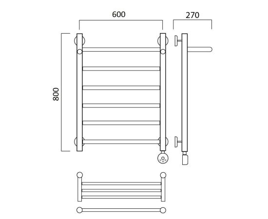 Полотенцесушитель электрический ПРЯМАЯ с полкой 80х60 ПРАВЫЙ Aquanerzh 00-90A8060_R_, изображение 2