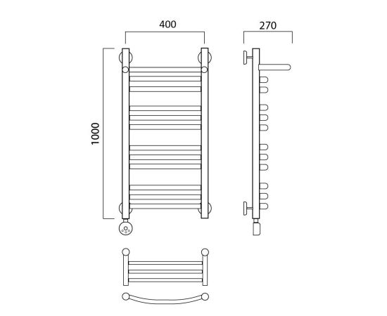 Полотенцесушитель электрический ДУГА групповая с полкой 100х40 ЛЕВЫЙ Aquanerzh 000-3060A10040_L_, изображение 2