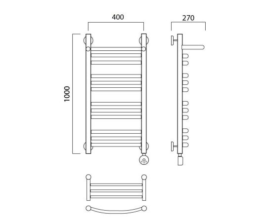 Полотенцесушитель электрический ДУГА групповая с полкой 100х40 ПРАВЫЙ Aquanerzh 000-3060A10040_R_, изображение 2