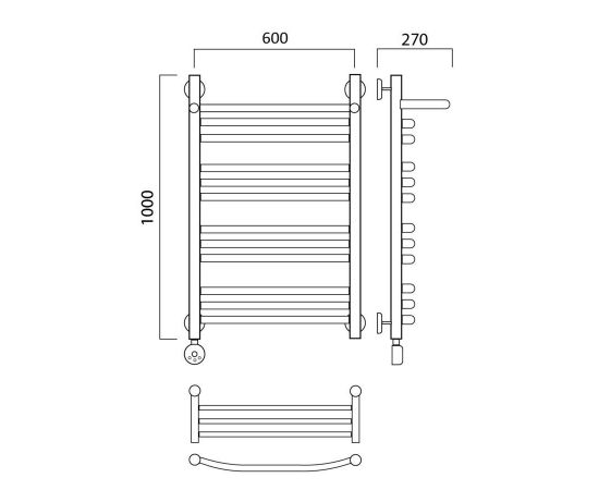 Полотенцесушитель электрический ДУГА групповая с полкой 100х60 ЛЕВЫЙ Aquanerzh 000-3060A10060_L_, изображение 2