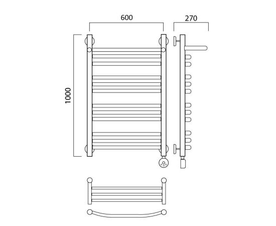 Полотенцесушитель электрический ДУГА групповая с полкой 100х60 ПРАВЫЙ Aquanerzh 000-3060A10060_R_, изображение 2