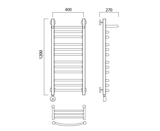 Полотенцесушитель электрический ДУГА групповая с полкой 120х40 ЛЕВЫЙ Aquanerzh 000-3060A12040_L_, изображение 2