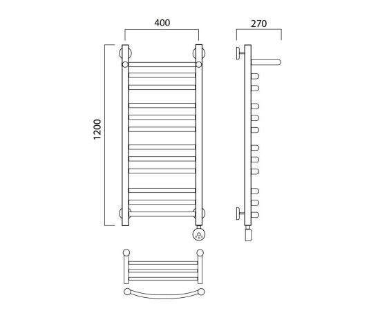 Полотенцесушитель электрический ДУГА групповая с полкой 120х40 ПРАВЫЙ Aquanerzh 000-3060A12040_R_, изображение 2