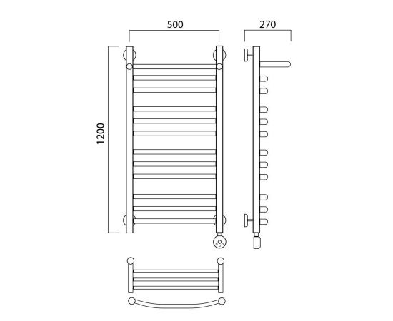 Полотенцесушитель электрический ДУГА групповая с полкой 120х50 ПРАВЫЙ Aquanerzh 000-3060A12050_R_, изображение 2