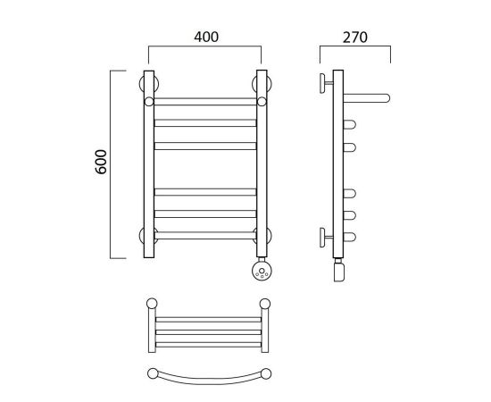 Полотенцесушитель электрический ДУГА групповая с полкой 60х40 ПРАВЫЙ Aquanerzh 000-3060A6040_R_, изображение 2