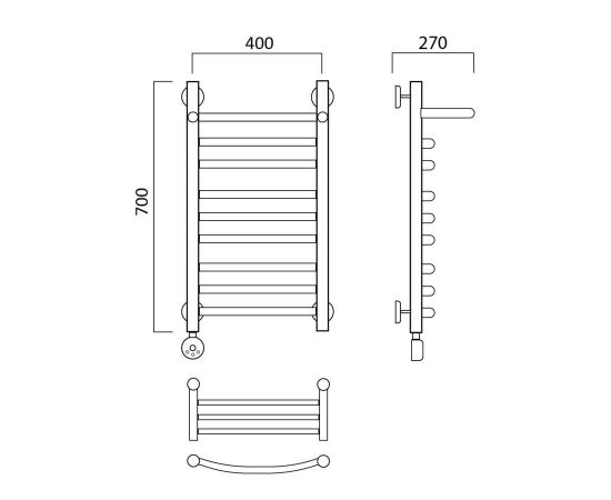 Полотенцесушитель электрический ДУГА групповая с полкой 70х40 ЛЕВЫЙ Aquanerzh 000-3060A7040_L_, изображение 2