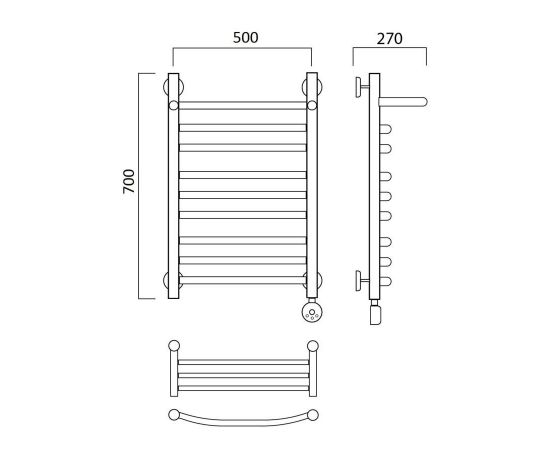 Полотенцесушитель электрический ДУГА групповая с полкой 70х50 ПРАВЫЙ Aquanerzh 000-3060A7050_R_, изображение 2