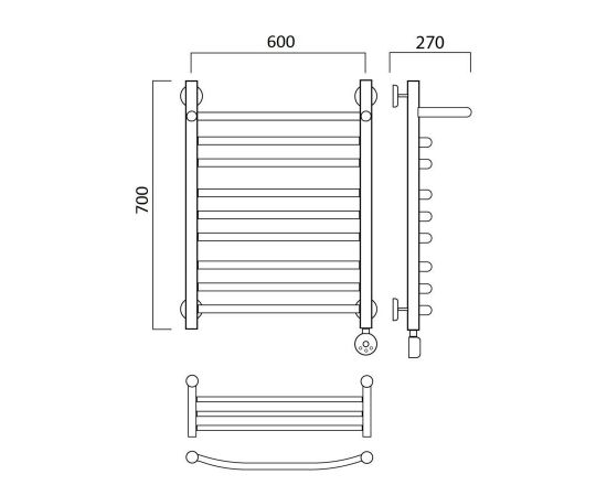 Полотенцесушитель электрический ДУГА групповая с полкой 70х60 ПРАВЫЙ Aquanerzh 000-3060A7060_R_, изображение 2