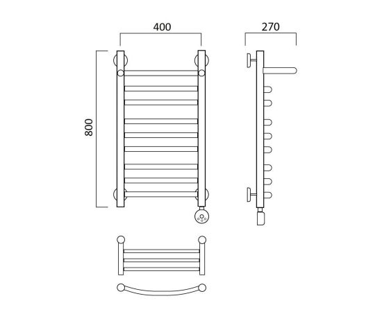 Полотенцесушитель электрический ДУГА групповая с полкой 80х40 ПРАВЫЙ Aquanerzh 000-3060A8040_R_, изображение 2