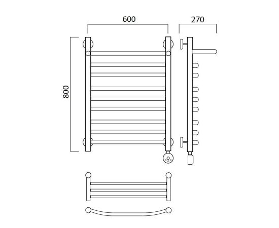 Полотенцесушитель электрический ДУГА групповая с полкой 80х60 ПРАВЫЙ Aquanerzh 000-3060A8060_R_, изображение 2