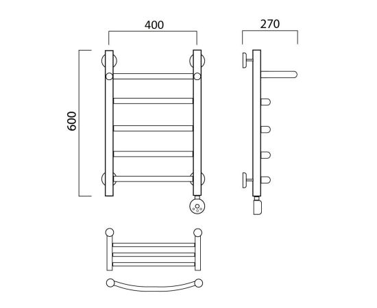 Полотенцесушитель электрический ДУГА с полкой 60х40 ПРАВЫЙ Aquanerzh 05-02A6040_R_, изображение 2
