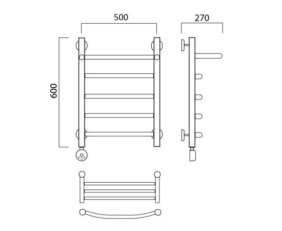 Полотенцесушитель электрический ДУГА с полкой 60х50 ЛЕВЫЙ Aquanerzh 05-02A6050_L_, изображение 2