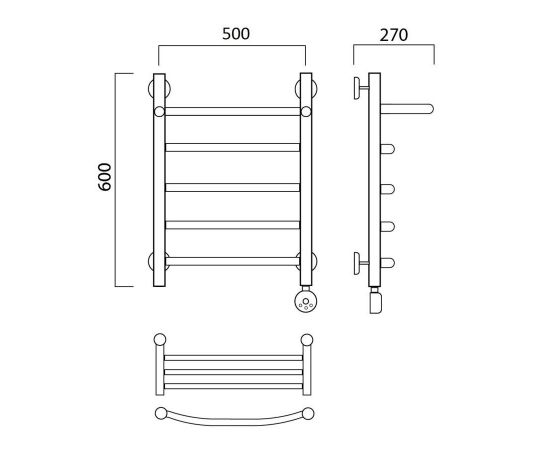 Полотенцесушитель электрический ДУГА с полкой 60х50 ПРАВЫЙ Aquanerzh 05-02A6050_R_, изображение 2