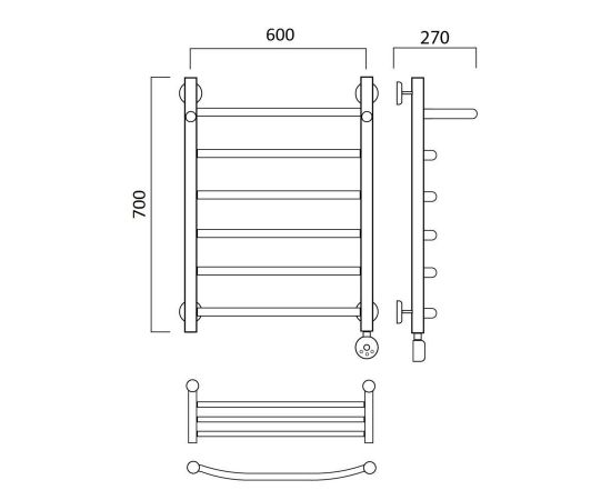 Полотенцесушитель электрический ДУГА с полкой 70х60 ПРАВЫЙ Aquanerzh 05-02A7060_R_, изображение 2
