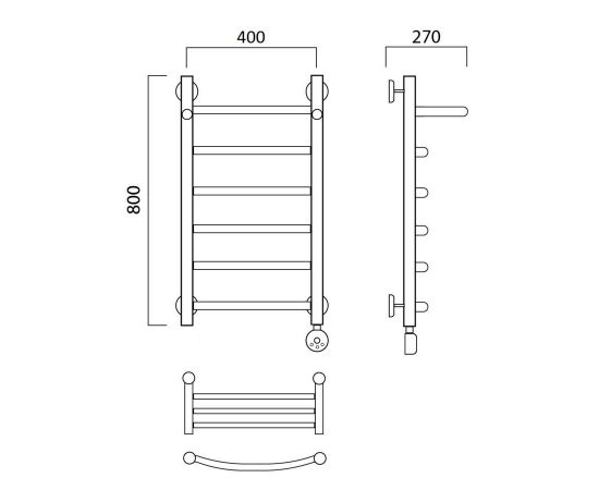 Полотенцесушитель электрический ДУГА с полкой 80х40 ПРАВЫЙ Aquanerzh 05-02A8040_R_, изображение 2