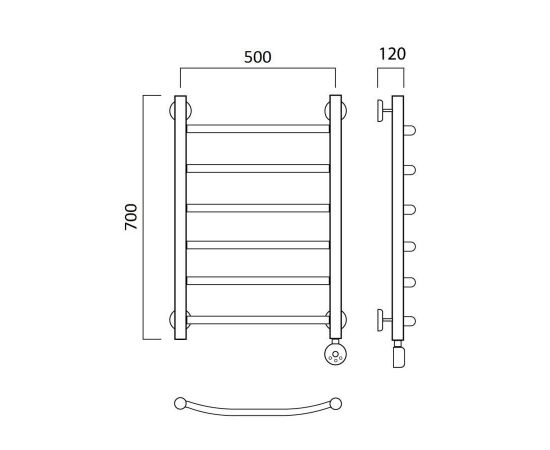 Полотенцесушитель электрический ДУГА 70х50 ПРАВЫЙ Aquanerzh 06-02A7050_R_, изображение 2