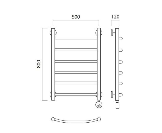 Полотенцесушитель электрический ДУГА 80х50 ПРАВЫЙ Aquanerzh 06-02A8050_R_, изображение 2