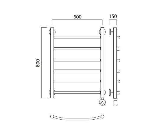 Полотенцесушитель электрический ДУГА 80х60 ПРАВЫЙ Aquanerzh 06-02A8060_R_, изображение 2