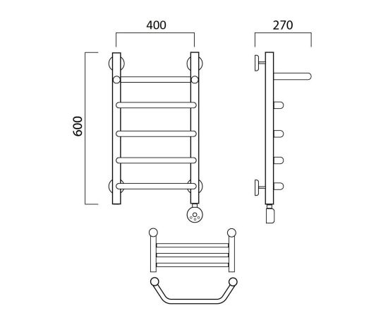 Полотенцесушитель электрический ТРАПЕЦИЯ с полкой 60х40 ПРАВЫЙ Aquanerzh 07-03A6040_R_, изображение 2