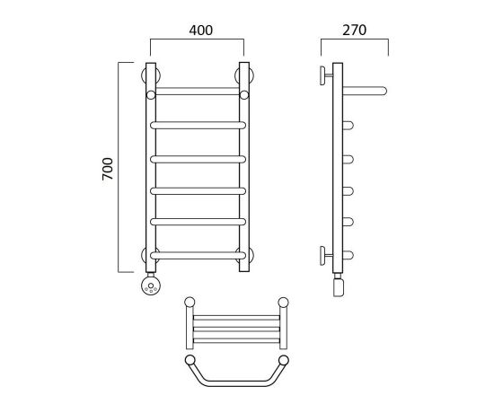 Полотенцесушитель электрический ТРАПЕЦИЯ с полкой 70х40 ЛЕВЫЙ Aquanerzh 07-03A7040_L_, изображение 2