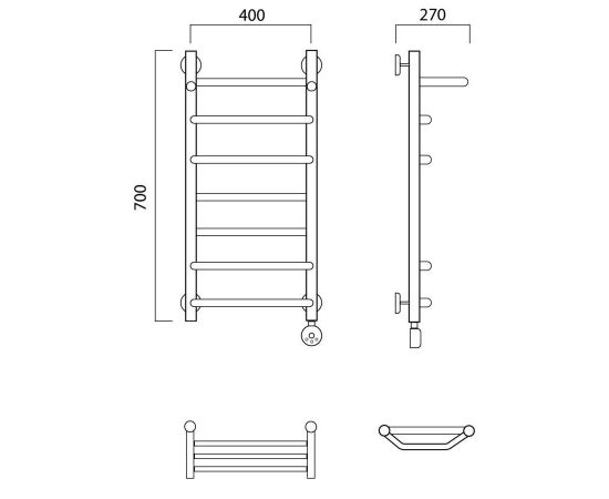 Полотенцесушитель электрический ТРАПЕЦИЯ-ПРЯМАЯ с полкой 70х40 ПРАВЫЙ Aquanerzh 07-041A7040_R_, изображение 2