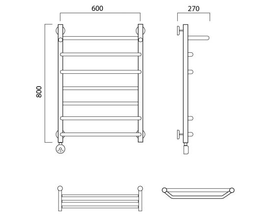 Полотенцесушитель электрический ТРАПЕЦИЯ-ПРЯМАЯ с полкой 80х60 ЛЕВЫЙ Aquanerzh 07-041A8060_L_, изображение 2