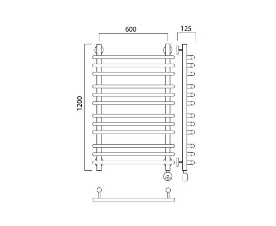 Полотенцесушитель электрический МОДЕРН ПРЯМАЯ групповая 120х60 ПРАВЫЙ Aquanerzh 1000-00A12060_R_, изображение 2